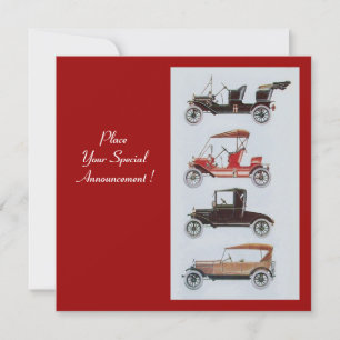 RETRO CARS 2 , AUTO RESTORATION ,red white black Announcement