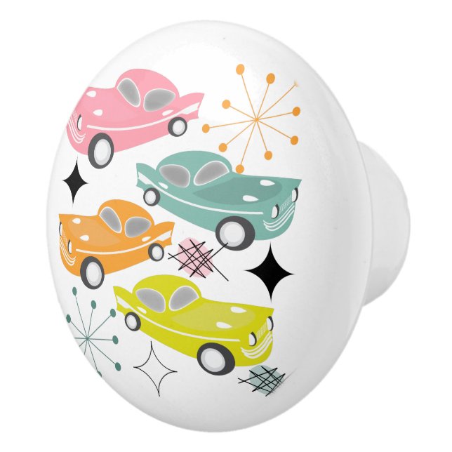 Retro Cars Atomic Starburst Modern Mid Century Ceramic Knob (Right)