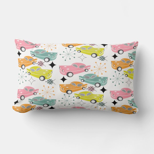 Retro Cars Atomic Starburst Modern Mid Century Lumbar Cushion (Front)