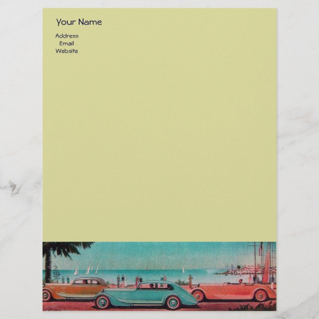 RETRO CARS - Auto repair automotive ,blue yellow Customised Letterhead (Front)