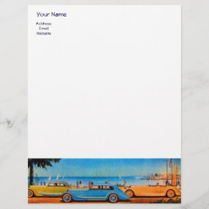 RETRO CARS - Auto repair automotive ,blue yellow Personalised Letterhead