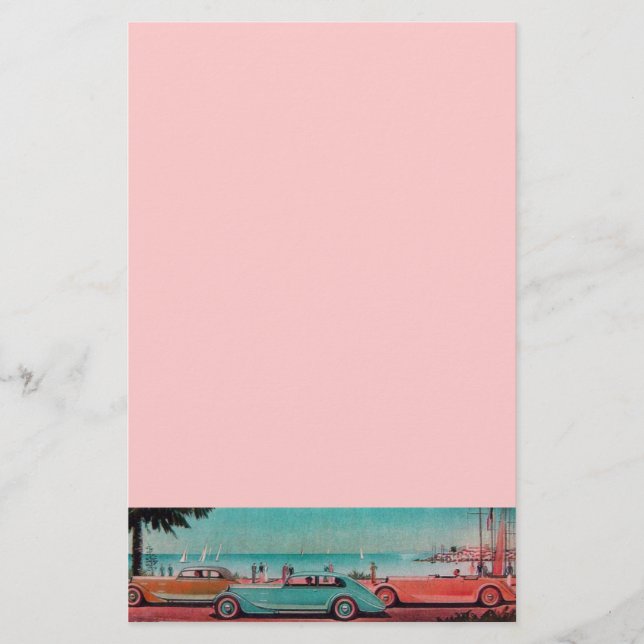 RETRO CARS - Auto repair automotive ,blue yellow Stationery (Front)