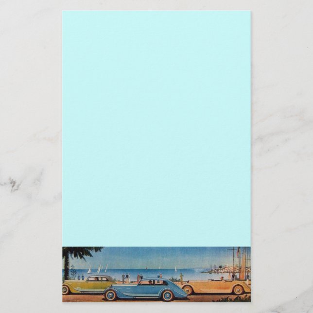 RETRO CARS - Auto repair automotive ,blue yellow Stationery (Front)