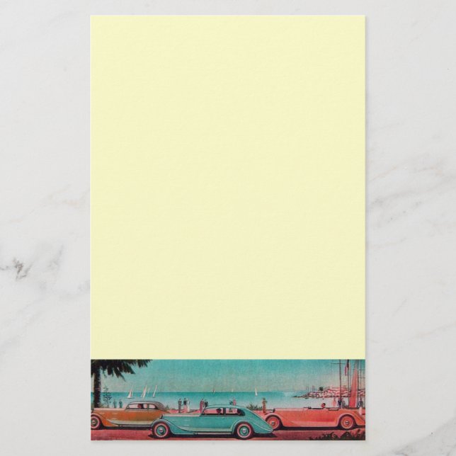 RETRO CARS - Auto repair automotive ,blue yellow Stationery (Front)