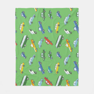 Retro Cars: Cute Hand-Drawn Pattern Fleece Blanket