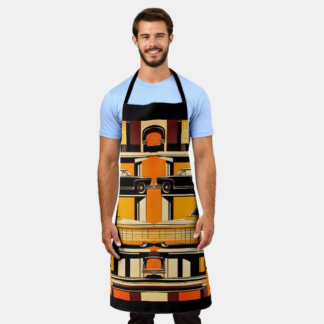 Retro Cars Geometric Mustard Mid Century  Apron (Worn)