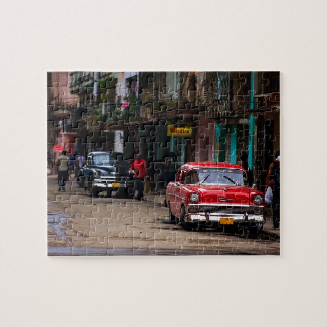 Retro cars on the Havana street Jigsaw Puzzle (Horizontal)