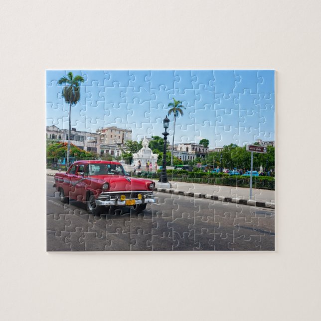 Retro cars on the Havana street Jigsaw Puzzle (Horizontal)