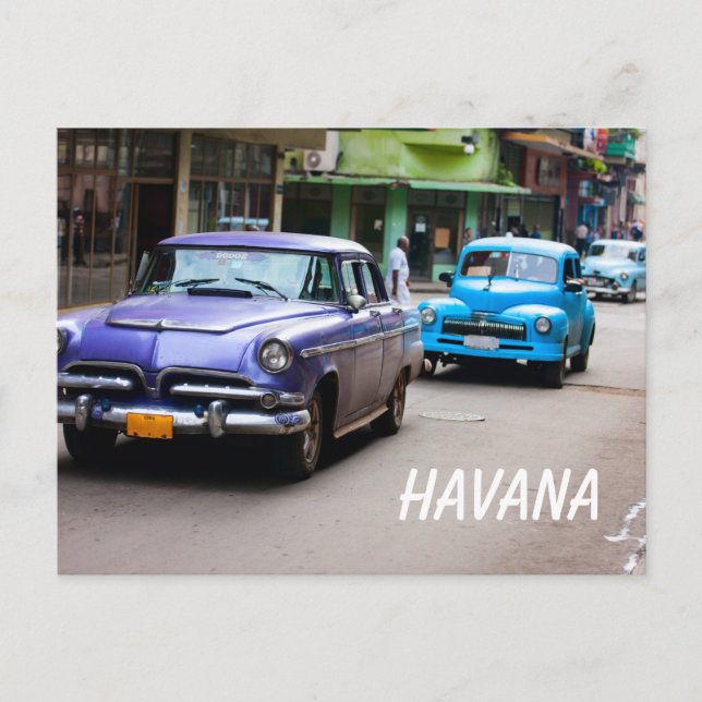 Retro cars on the Havana street Postcard (Front)