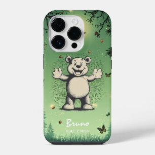 Retro Cartoon Bear Character iPhone 14 Pro Case