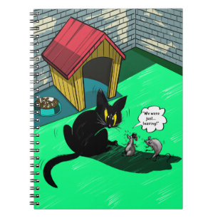 Retro Cartoon Black Cat and Mice Photo Notebook