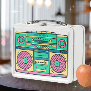 Retro Cartoon Boombox Custom Metal Lunch Box