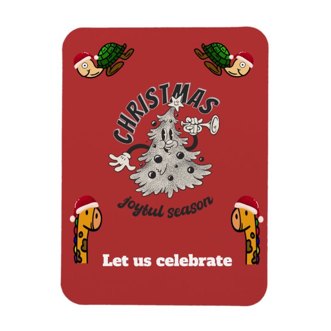 Retro Cartoon Christmas Joyful Season  Magnet (Vertical)