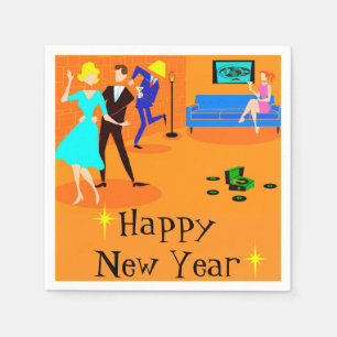 Retro Cartoon Cocktail Party Disposable Napkins