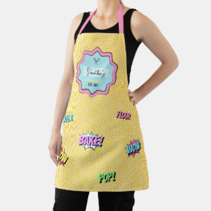 Retro Cartoon Colorful Pop Art Fun Bakery Chef Apron