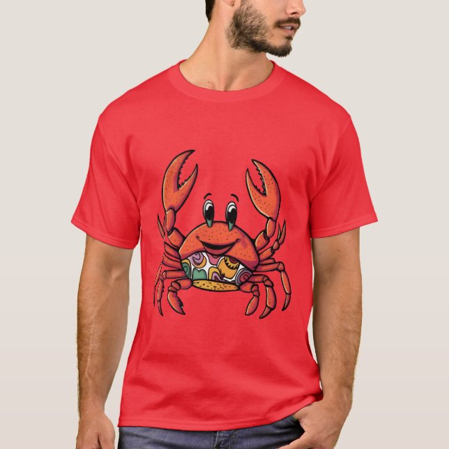 Retro Cartoon Crab funny T-Shirt (Front)