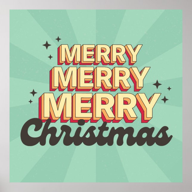 Retro cartoon design merry christmas text poster (Front)