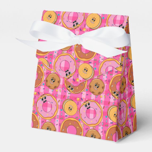 Retro Cartoon Doughnuts and Sweets Favour Box (Front Side)