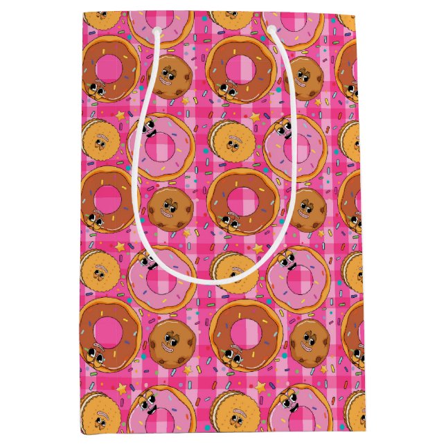Retro Cartoon Doughnuts and Sweets Medium Gift Bag (Front)