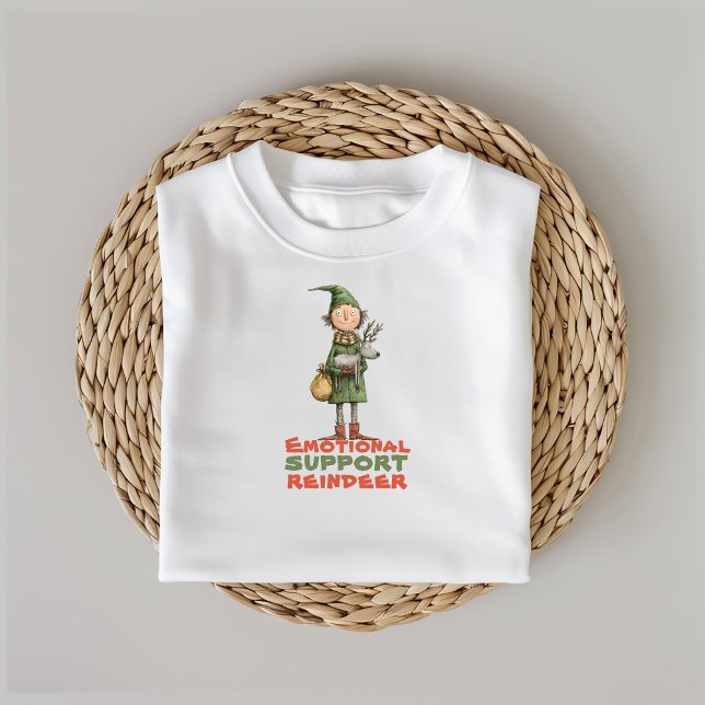 Retro cartoon elf reindeer ironic wishes T-Shirt (Creator Uploaded)