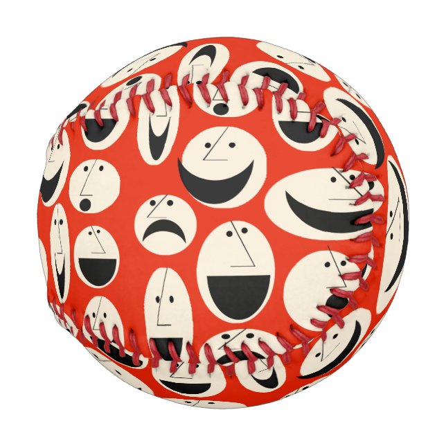 Retro Cartoon Faces Pattern Baseball (Back Left)