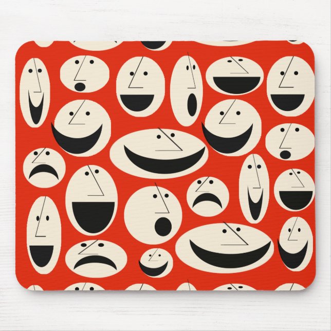 Retro Cartoon Faces Pattern Mousepad (Front)