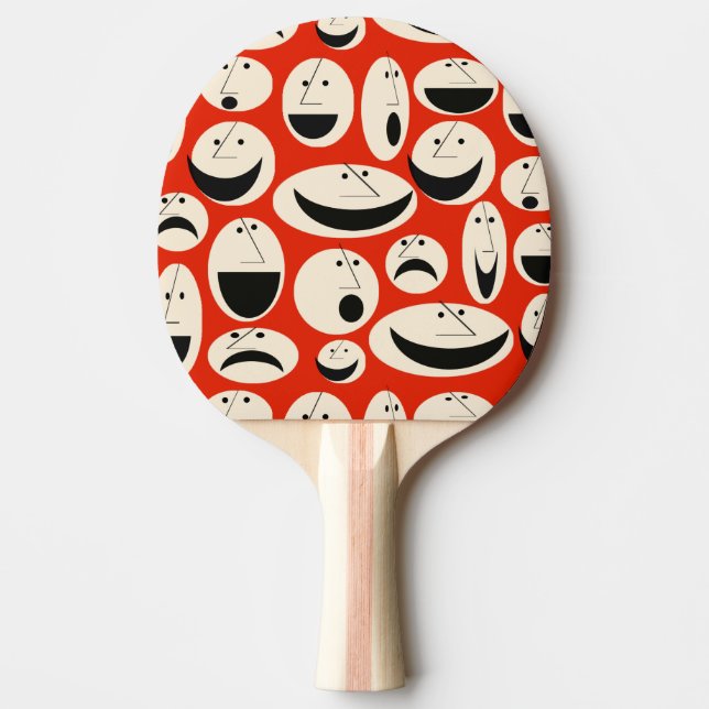 Retro Cartoon Faces Pattern Ping Pong Paddle (Front)
