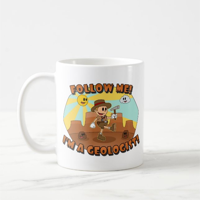 Retro Cartoon- Follow Me! I'm a Geologist! Coffee Mug (Left)