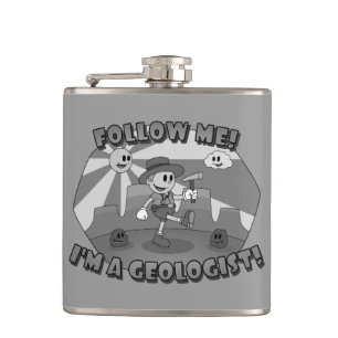 Retro Cartoon- Follow Me I'm a Geologist! Hip Flask