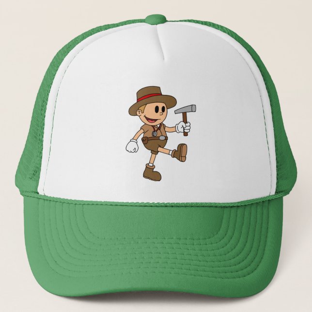 Retro Cartoon Geologist Print Trucker Hat (Front)