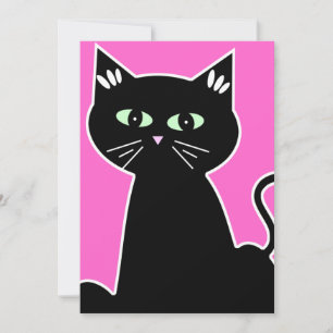 Retro Cartoon Green Eyed Cat Party Invitation