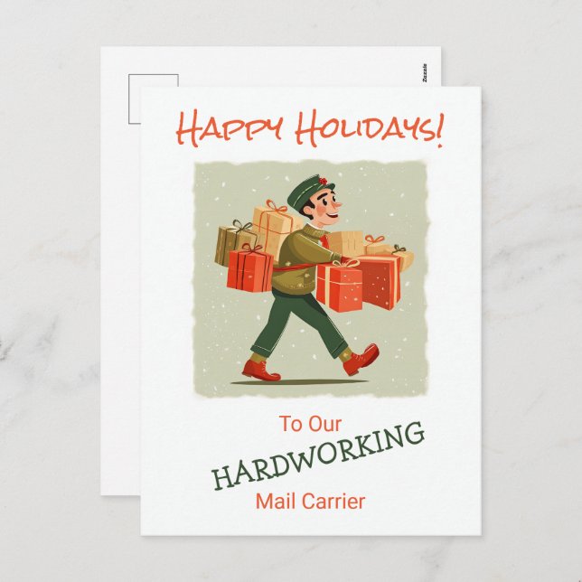 Retro Cartoon Mail Man Postcard (Front/Back)