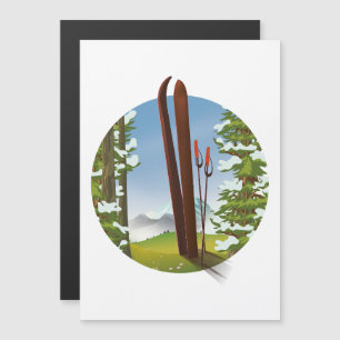 Retro cartoon ski travel logo