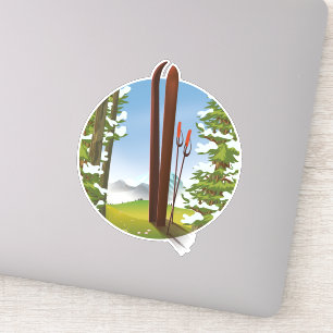 Retro cartoon ski travel logo