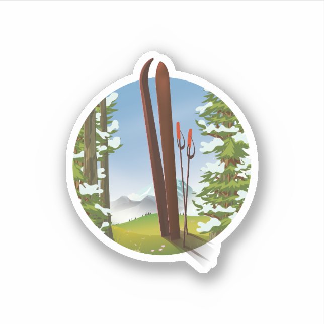 Retro cartoon ski travel logo (Front)