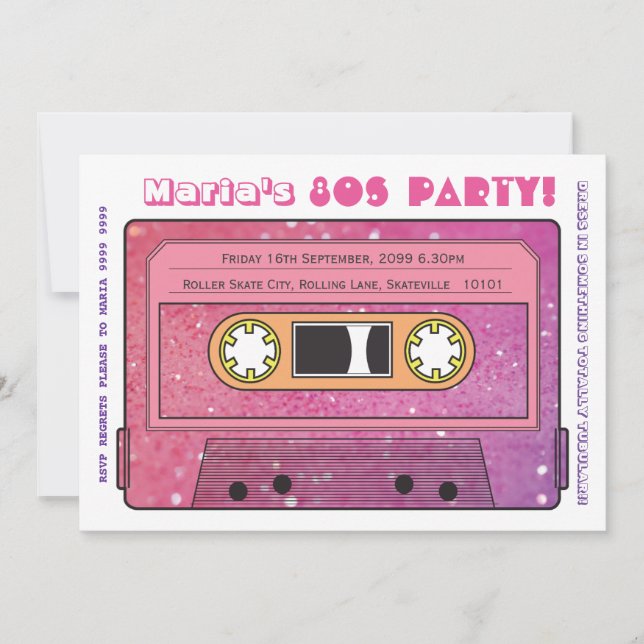Retro Casette Tape 80s Party Theme Invitation (Front)
