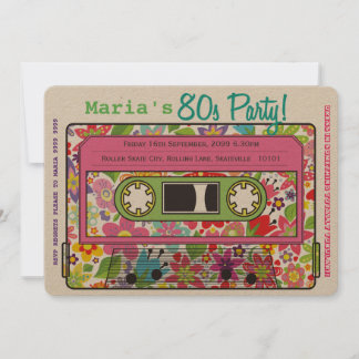 Retro Casette Tape 80s Party Theme Invitation
