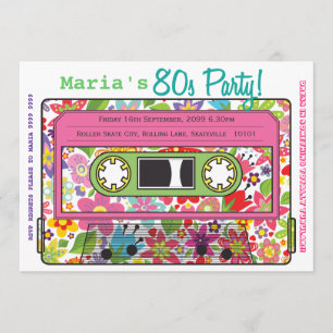 Retro Casette Tape 80s Party Theme Invitation