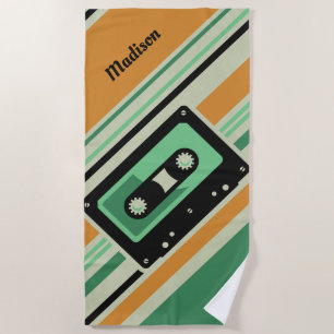Retro Casette Tape custom name beach towel
