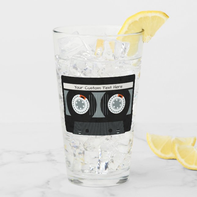 Retro Casette Tape custom text Glass (Back Ice)