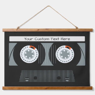 Retro Casette Tape custom text Hanging Tapestry