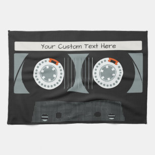 Retro Casette Tape custom text Tea Towel