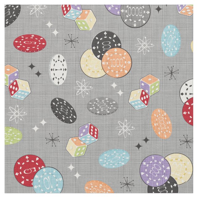Retro Casino Dice Fabric (Close Up)