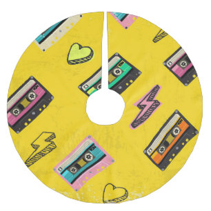 Retro Cassette: 80's Love Party Design Brushed Polyester Tree Skirt