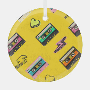 Retro Cassette: 80's Love Party Design Glass Tree Decoration