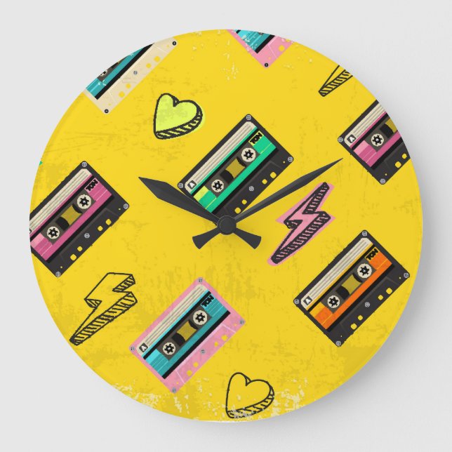 Retro Cassette: 80's Love Party Design Large Clock (Front)