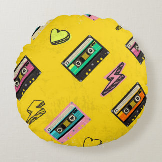 Retro Cassette: 80's Love Party Design Round Cushion