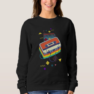 Retro cassette and stereo system for 80s and 90s sweatshirt