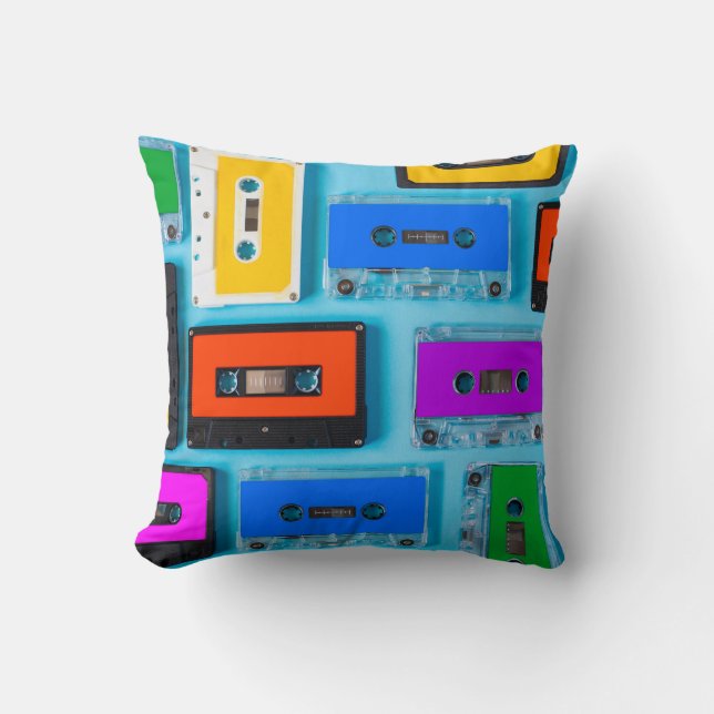 Retro Cassette: Blue Background Collection Cushion (Front)