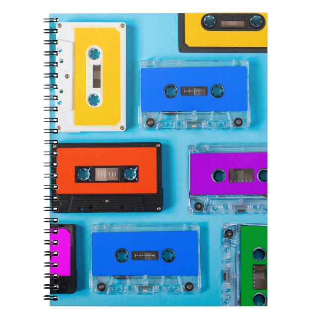 Retro Cassette: Blue Background Collection Notebook (Front)